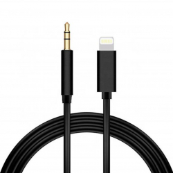 Cablu audio auxiliar de 1m culoare neagra cu mufa Lightning la Jack 3.5 mm - compatibil cu iPhone iPad difuzoare si casti 
