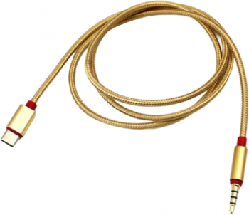 Cablu audio de 1 metru culoare auriu cu mufa Type-C la Jack 3.5 mm 