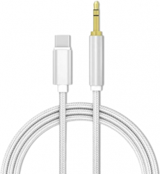 Cablu audio durabil cu mufa Type-C la Jack 3.5 mm 1 metru Argintiu 