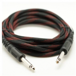 Cablu audio Jack 6.3 mm tata la Jack 6.3 mm tata ranforsat 5 m Negru Visiniu 