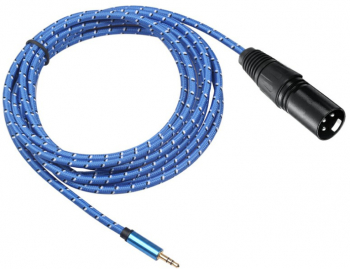 Cablu de extensie audio XLR 3 Pin Tata la Jack 3 5 mm stereo Textil 3 metri Albastru 