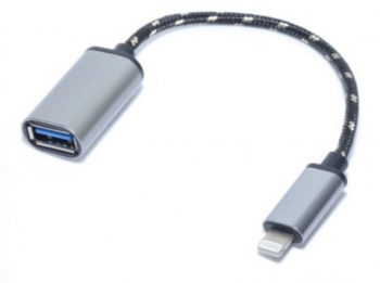 Cablu OTG USB 3.0 la Lightning pentru transfer rapid de date de pe stick 15 cm Gri 