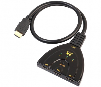 Cablu Switch HDMI cu 3 Porturi 4K2K 2160P - Hub Multi Switcher HDMI Negru 