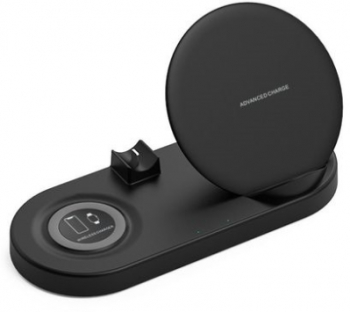 Dispozitiv de incarcare universal wireless 5 in 1 cu tehnologie USB QC2.0 compatibil cu iPhone/AirPods/Apple Watch/iPad in culoarea neagra 