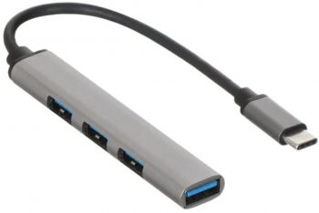 Hub USB-C cu 4 porturi USB 3.0 ideal pentru conectarea perifericelor la PC-uri sau laptopuri disponibil in culoarea Gri 