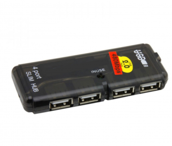 Hub USB cu 4 porturi si indicator LED pentru conectarea de periferice la PC sau laptop culoare Negru 