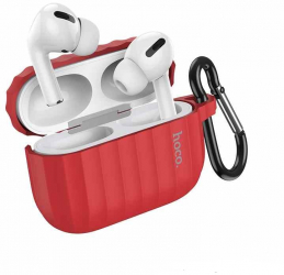 Husa de protectie in rosu pentru Apple Airpods Pro cu carabina realizata dintr-un termoplastic flexibil 