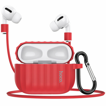 Husa de protectie termoplastica flexibila culoare rosie cu carabina pentru Apple Airpods Pro 