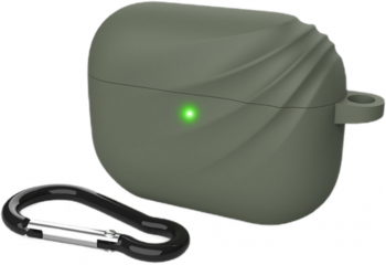 Husa pentru Apple AirPods Pro cu carabina confectionata din silicon culoare verde 