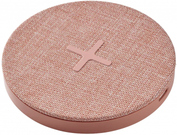 Incarcator textil wireless cu fast charge si conector USB-C culoare roz 