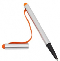 Pix 2 in 1 cu stylus pentru dispozitive cu tochscreeen capac prins cu elastic argintiu cu portocaliu 