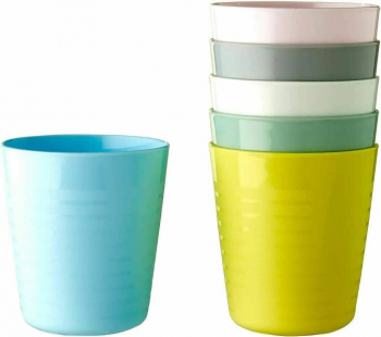 Set format din 6 pahare din plastic 0 BPA capacitate 23 cl reutilizare multipla multicolor 