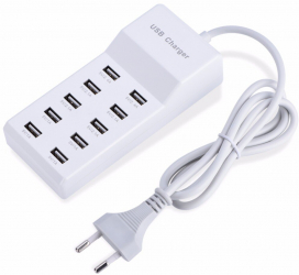 Solutie de incarcare rapida pentru 10 dispozitive - statie USB alba 