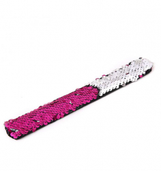Bratara pentru fetite Slap On cu paiete reversibile culori roz si argintiu lungime 22 cm 