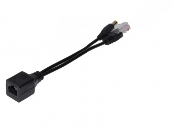 Cablu cu mufa de conectare pasiv POE UTP si alimentare negru lungime 20cm 