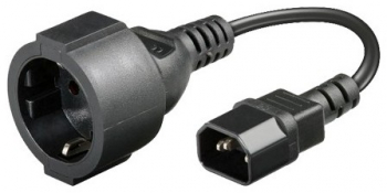 Cablu de alimentare IEC 20 tata la Schuko mama culoare neagra prelungitor de 20 cm pentru PC 