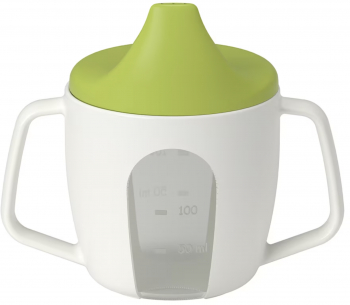 Cana practica pentru copii si bebelusi cu manere 200ml fara BPA disponibila in alb si verde