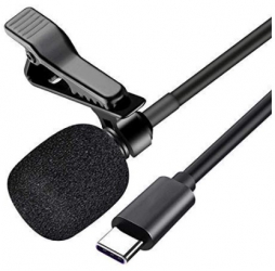 Microfon lavaliera XO-MKF 02 cu conector Type-C clip de prindere cablu de 2 metri culoare negru 