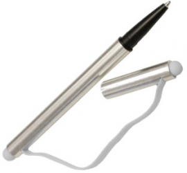 Stylus universal 2 in 1 cu Pix pentru dispozitive cu touch screen cu capac si elastic culoare argintiu 