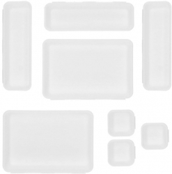Set organizatoare pentru sertare 8 piese interconectabile plastic alb