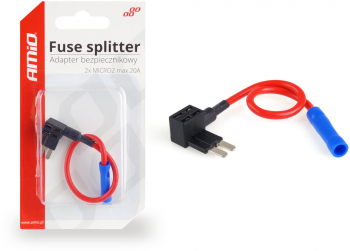 Soclu suport sigurante auto adaptor splitter 2xMicro2 maxim 20A 9mm 