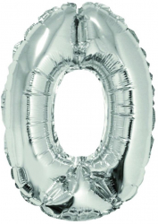 Balon Folie Cifra 0 Argintiu Daco 40 cm - ADACBL400AG