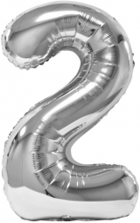 Balon Folie Cifra 2 Argintiu Daco 100 cm - ADACBL1002AG 
