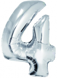 Balon Folie Cifra 4 Argintiu Daco 85 cm - ADACBL854AG 