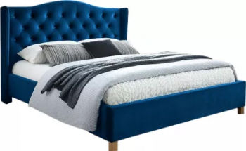 Pat tapitat Beny cu stofa albastru marin 178cm x 216cm x 124cm fara saltea 