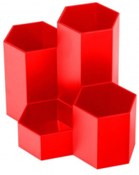 Suport Birou Ecada 4 Compartimente de Plastic Culoare Rosu - ADAC95104R 