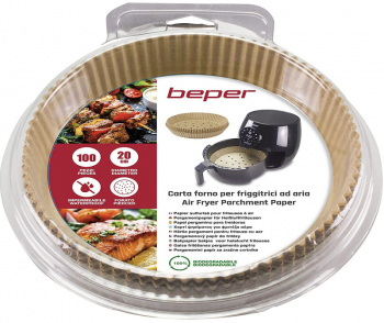 Set 100 buc. tampoane de hartie pentru Air Fryer Beper C103ACC001 Hartie pergament 20 cm Antiaderenta Biodegradabila Maro 