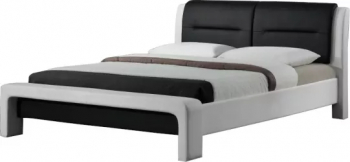 Pat Casy 2 tapitat cu piele ecologica 160cm x 200cm alb/negru fara saltea 