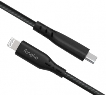 Cablu de Date Type-C la Lighting 1.2m Fast Charge Ringke Premium MFI Negru 