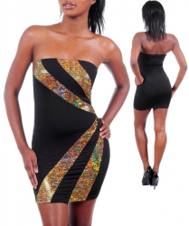 Rochie Mulata Negru cu Auriu