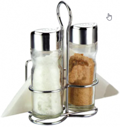 Set condimente 4 piese suport inox 