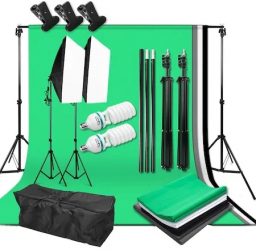Kit studio suport 2x2m cu 2x softbox 2x becuri foto 135W si 4x panze VANG 