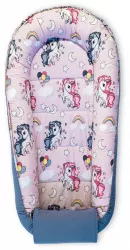 Baby Nest din Bumbac model gri unicorn 