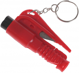 Breloc 4 in 1 pentru siguranta soferi plastic rosu