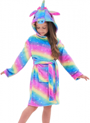 Halate de baie pentru copii model Unicorn cu imprimeu Colorat cu Stelute 3-4 ani 