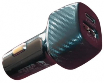 Incarcator auto cu doua porturi x1 USB 3.0 si un port tip C PD de 20W Patrat Negru 