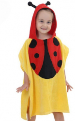 Prosop poncho pentru copii model gargarita galben cu rosu 65x60cm 