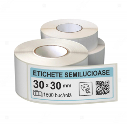Rola etichete autoadezive semilucioase 30x30 mm adeziv permanent 1600 etichete rola 
