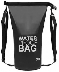 Rucsac/Geanta camping impermeabila curea umar PVC capacitate 30 L 41.5x57 cm Negru 