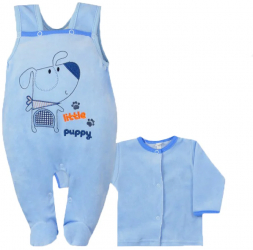 Compleu 2 piese salopeta si bluza pentru baieti Koala Mysz I Pies 3713-74-cm Albastru 
