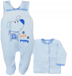 Compleu 2 piese salopeta si bluza pentru baieti Koala Mysz I Pies 3714A-80-cm Albastru 