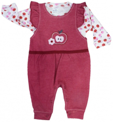 Compleu din 2 piese salopeta si bluza cu maneca lunga pentru fete Bebelinna 100822-62 Bordo 