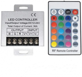 Controller led RGB 12-24V 36A cu telecomanda 24 taste si carcasa metalica 