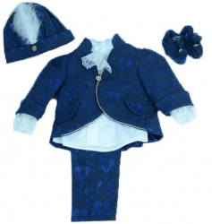 Costum botez 5 piese pentru baieti Mini Junior CBB-001-3-6-luni Albastru 