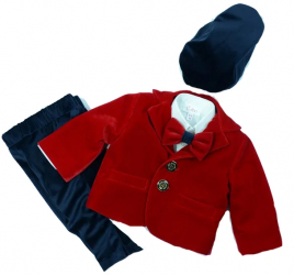 Costum elegant 6 piese pentru baieti colibri 2001-RO-80-cm Rosu 