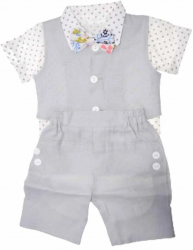Costum elegant din 5 piese pentru baieti Andreeatex 030623-5-74 Gri 